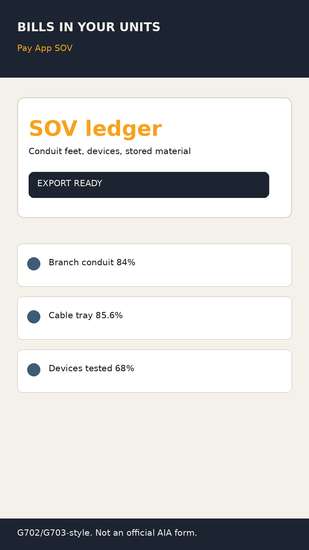 Pay App SOV pay application screen